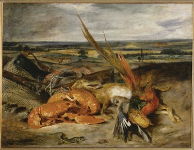 Nature morte au homard - stilleven met kreeft ... door Ferdinand Victor Eugene Delacroix