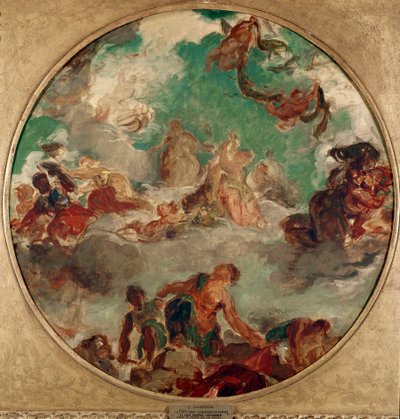 Vrede kwam om mannen te troosten en overvloed terug te brengen door Ferdinand Victor Eugene Delacroix