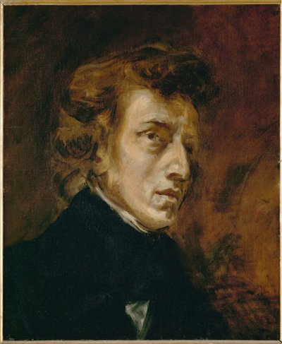 Portret van Frédéric Chopin ... door Ferdinand Victor Eugene Delacroix