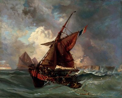 Schepen in een stormachtige zee, 19e eeuw door Ferdinand Victor Eugene Delacroix