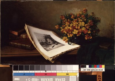 Stilleven met lithografie door Ferdinand Wagner