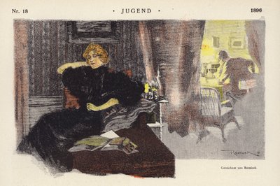 Vrouw thuis in de avond door Ferdinand von Reznicek