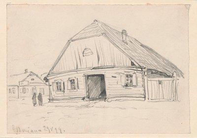 Herberg Jankielowa in Oszmiana; recto: schets van een onbepaald motief door Ferdynand Ruszczyc