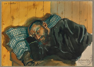 Portret van Lavissiere die een dutje doet, Gustrow door Fernand Barbier