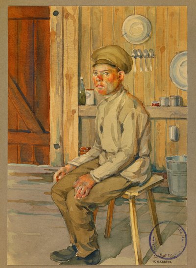 Portret van de Russische gevangene Dimitri,Gustrow door Fernand Barbier