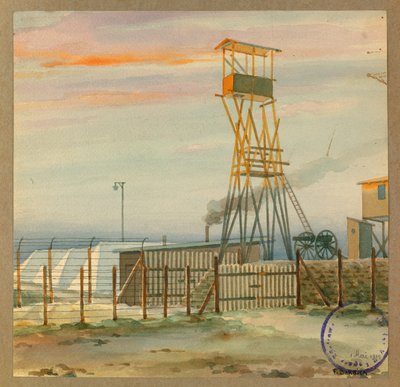 observatorium van het oude kamp met zijn tenten door Fernand Barbier