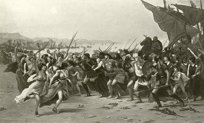 De overwinnaars van Salamis (gravure) door Fernand Cormon