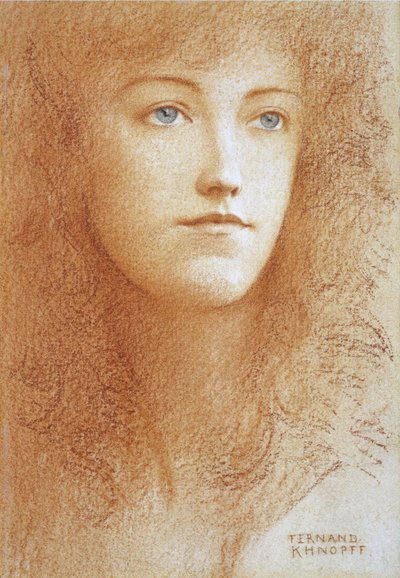 Portret van een jonge Engelse vrouw door Fernand Khnopff