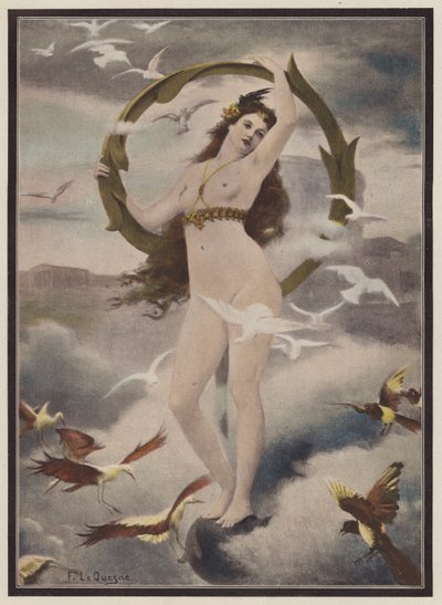 Vrouw omringd door vogels door Fernand Le Quesne