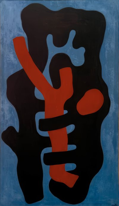 Elementen op blauwe achtergrond door Fernand Leger