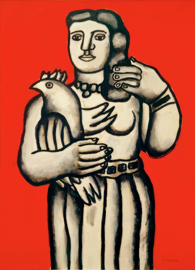 Frau mit Vogel von Fernand Leger