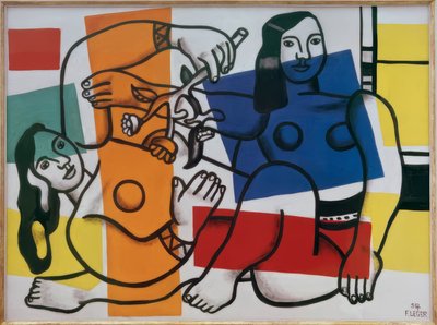 Twee vrouwen met bloemen door Fernand Leger