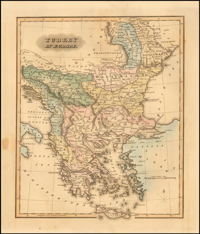 1823 kaart van Turkije in Europa door Fielding Lucas, Jr door Fielding Lucas Jr.
