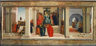 Drie scènes uit het leven van Esther: Mordechai beklaagt zich over het lot van de Joden ... door Filippino (attr.to) Lippi