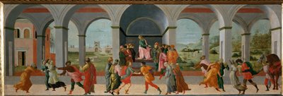 Drie scènes uit het leven van Virginia: Appius Claudius beveelt de arrestatie van Virginia ... door Filippino (attr.to) Lippi