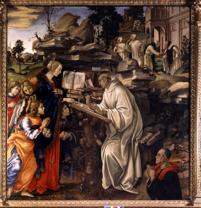 Verschijning van de Maagd aan Sint Bernardus van Clairvaux door Filippino Lippi