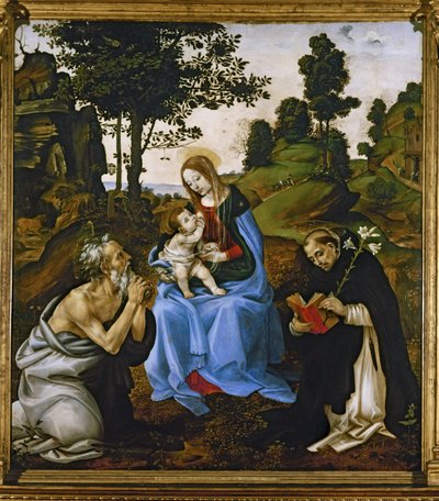 Madonna en de heiligen Hiëronymus en Franciscus van Assisi door Filippino Lippi