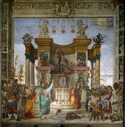 Sint Filippus verdrijft de draak uit de tempel van Hierapolis door Filippino Lippi