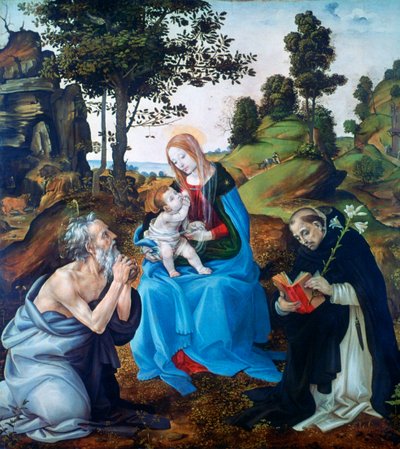 De Maagd en Kind met Heiligen Jerome en Dominic, c1485 door Filippino Lippi