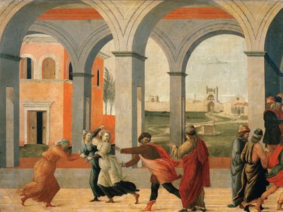 Virginia gevangen genomen door de Romeinse gouverneur Appius Claudius ... door Filippino Lippi