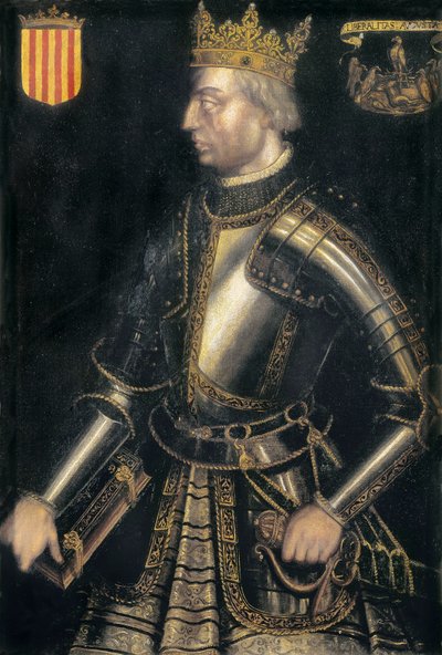 Portret van ALFONS II van Catalonië, III van Aragon, genaamd "El Liberal" door Filippo Ariosto