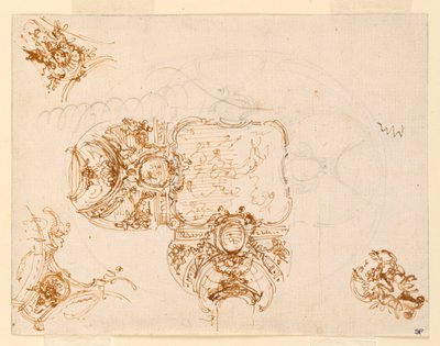Plafondontwerp voor de Salone di Stupinigi (Hoofdhall van de Jachtlodge) door Filippo Juvarra