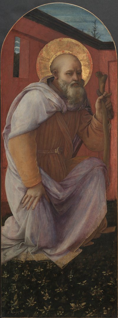 Paneel van een Drieluik: St. Antonius Abt door Filippo Lippi
