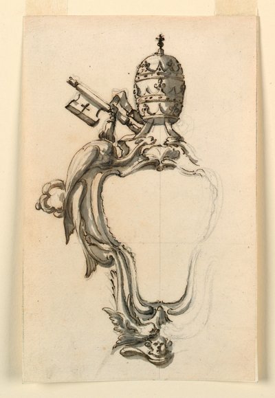 Tekening, Een pauselijk wapenschild, 1740-70 door Filippo Marchionni