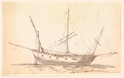 Tekening, Een zeilschip, ca. 1780 door Filippo Marchionni