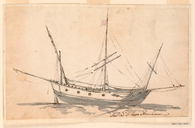 Tekening, Een zeilschip, ca. 1780 door Filippo Marchionni