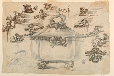 Tekening, Ontwerpen voor zilveren terrine, 1769 door Filippo Marchionni
