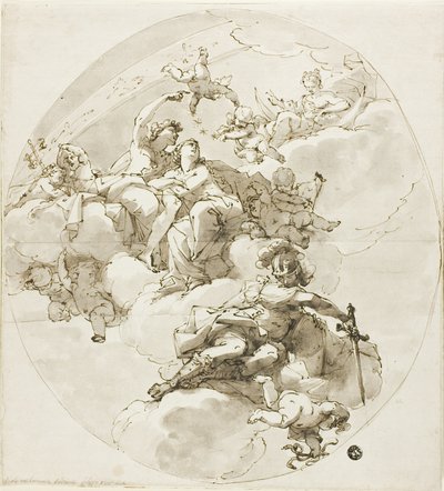Plafond met Bacchus, Ariadne, Diana en Minerva door Filippo Pedrini