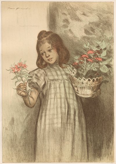 Bloemenverkoopster door Firmin Bouisset