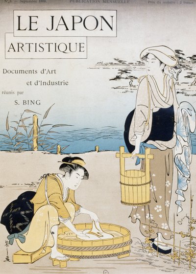 Vrouwen wassen in de rivier, omslag door Firmin Gillot, Le Japon Artistique, kunst- en industriële documenten verzameld door Siegfried Bing, maandelijkse publicatie juli 1889, Frankrijk door Firmin Gillot