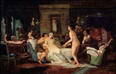 Vooravond van het huwelijksfeest in een bad, 1885 door Firs Sergeevich Zhuravlev