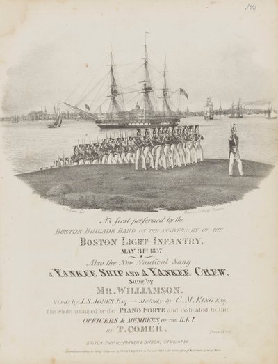 Een Yankee schip en een Yankee bemanning (bladmuziek cover) door Fitz Henry Lane