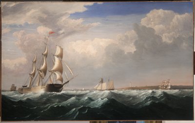 Zeilschepen voor de Kust van New England, ca.1855 door Fitz Henry Lane
