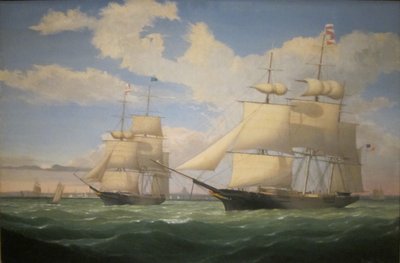 De schepen "Winged Arrow" en "Southern Cross" in de haven van Boston door Fitz Henry Lane