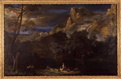 Vlaams schilderij van een landschap toegeschreven aan Van Bloemen door Flemish School