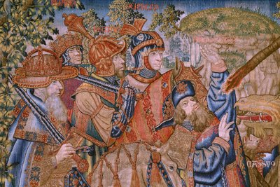 Vlaamse wandtapijt. Serie Moraliteiten: De deugd van de eer. Ca 1520. (detail) door Flemish School