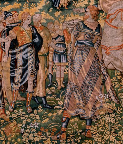 Vlaamse wandtapijt. Serie Verhaal van Cyrus. Nr. II Astyages herkent Cyrus. Anoniem, gebaseerd op Michiel Coxcie. Atelier Antwerpen. Ca 1590. door Flemish School