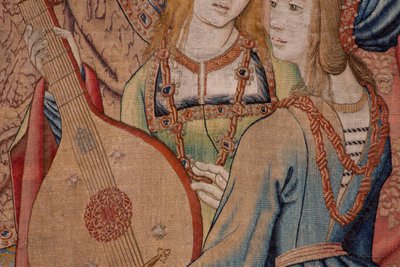 Vlaamse wandtapijt. Serie De Geschiedenis van David en Bathseba. De profeet Nathan berispt koning David. Derde paneel van de serie. Model Anoniem. Fabrikant Onbekend, Brussel. 1505. door Flemish School