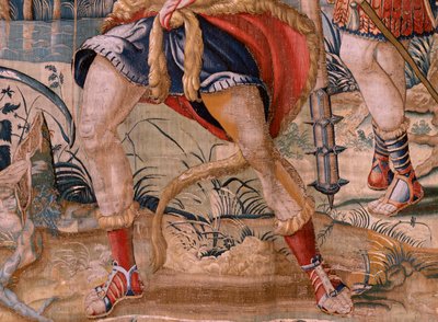 Vlaamse wandtapijt. Serie De Werken van Hercules. Hercules en de Stymphalische vogels. Eerste wandtapijt in de bestaande serie. Model Onbekend. Manufacture Willem Dermoyen, Brussel. Ca 1528. door Flemish School