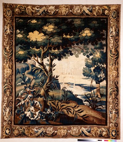 Vlaamse wandtapijt. Zogenaamde verdure. Manufacture van Oudenaarde. Privécollectie. 17e eeuw (?) door Flemish School
