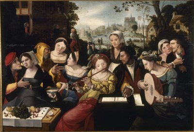 De verloren zoon tussen de courtisanes, ca. 1530 (olieverf op hout) door Flemish School