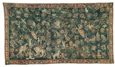 Grote bladverdeling met dieren en vogels, 1525-50 door Flemish School