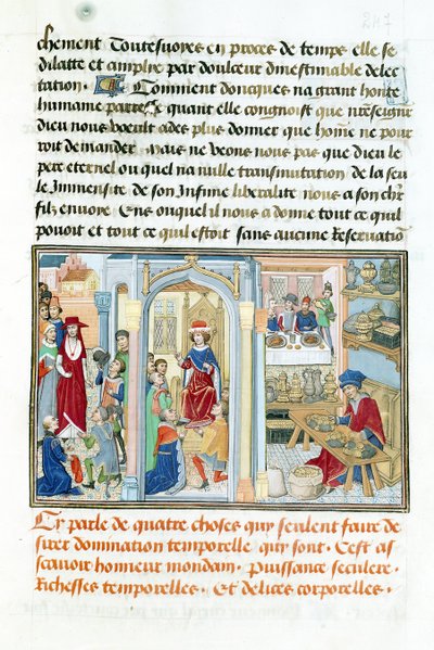 Wereldse Dingen, uit Le Miroir dHumilite door Jean de Gerson (1363-1429) 1462 door Flemish School