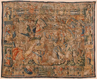 Parochiemuseum van wandtapijten (Museo Parroquial de Tapices de Pastrana). Vlaamse wandtapijt. Gevecht tussen Alexander en Darius bij Ipso. Brussel. Wol en zijde. 16e eeuw. 510x419cm. door Flemish School