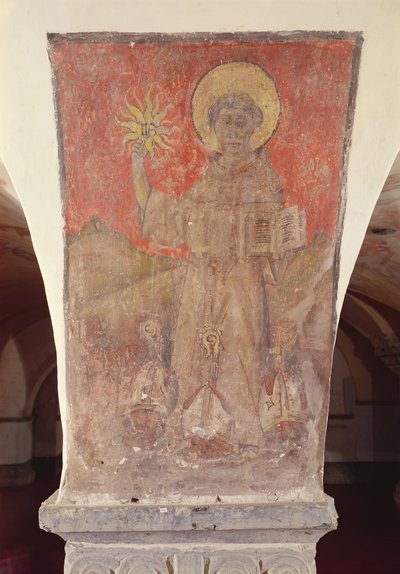 St. Bernardinus van Siena, muurschildering uit de crypte door Flemish School