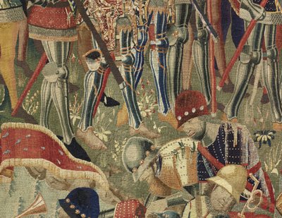 Tapijt met de veroveringen van koning Alfonso V van Portugal (Conquistas de Alfonso V de Portugal), Doornik (detail) door Flemish School
